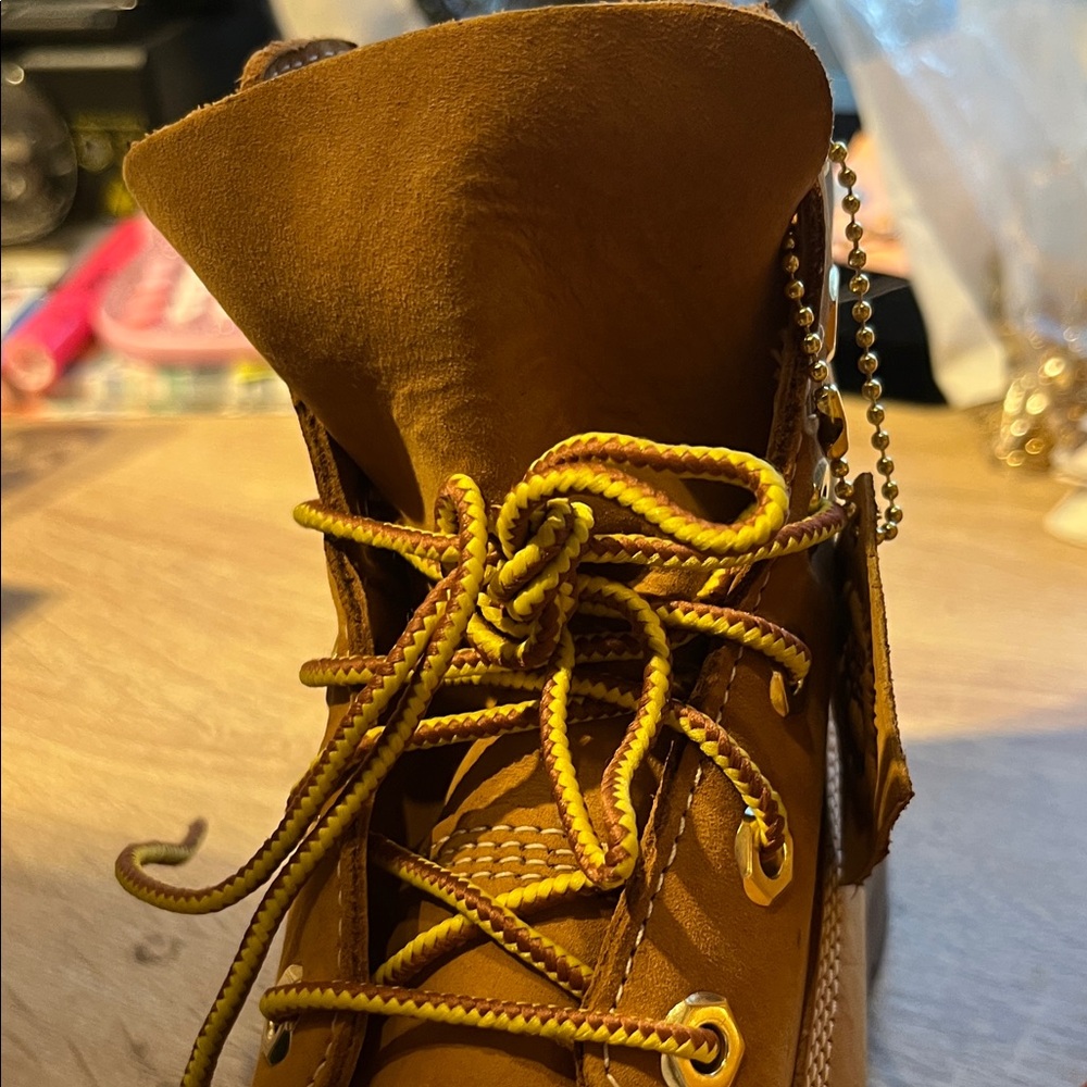 Timberland Wheat Nubuck Work Boots with Dark Collar - Picture 4 of 9